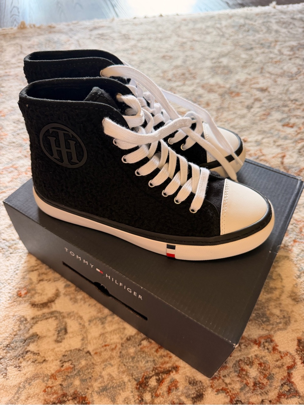 Tommy Hilfiger Black and White High-Top Sneakers